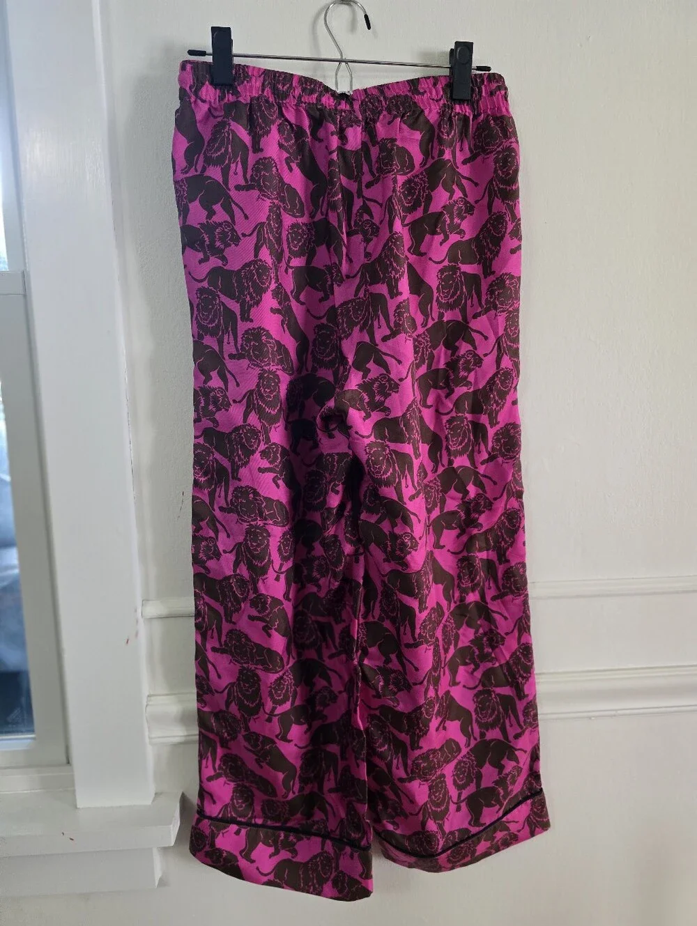 J. Crew Collection 100% Silk Relaxed Pants in Sleepy Lion Print, Size 4
